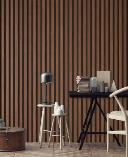 oak effect wooden slat wallpaper