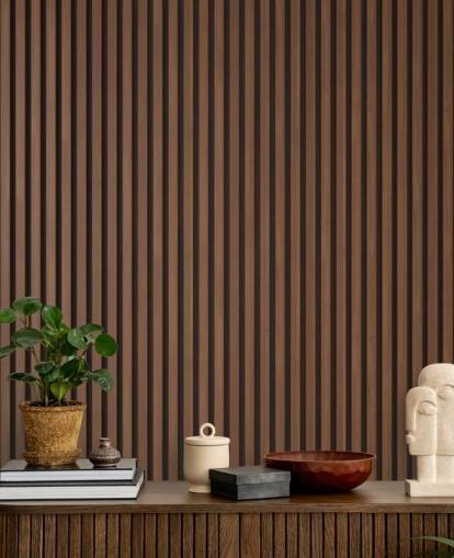 carta da parati a doghe in legno effetto rovere