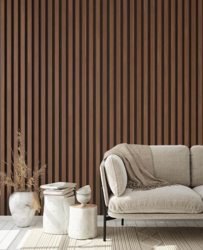 oak effect wooden slat wallpaper
