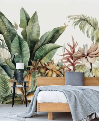 tropiske planter jungle tapet vægmaleri tropiske planter jungle tapet vægmaleri