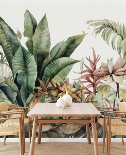 tropiske planter jungle tapet vægmaleri