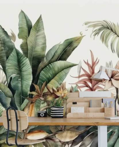 tropiske planter jungel tapet veggmaleri