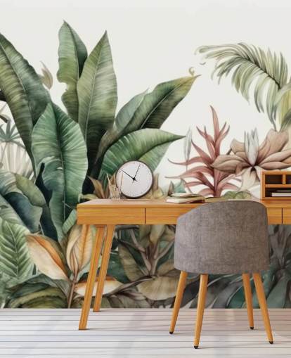 tropiske planter jungle tapet vægmaleri