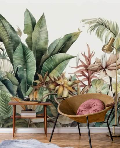 tropiske planter jungle tapet vægmaleri tropiske planter jungle tapet vægmaleri