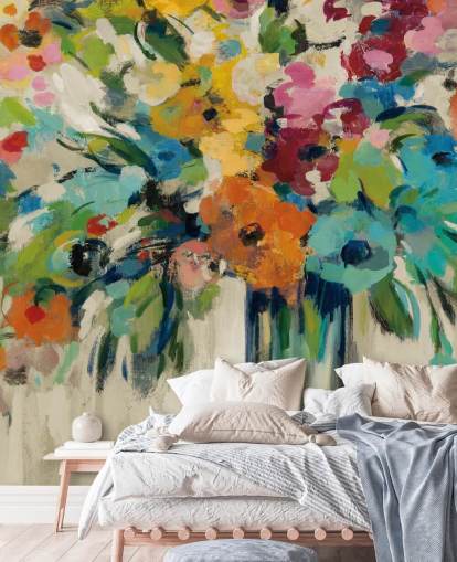 Peinture murale florale abstraite