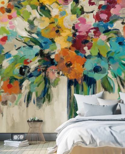 Peinture murale florale abstraite