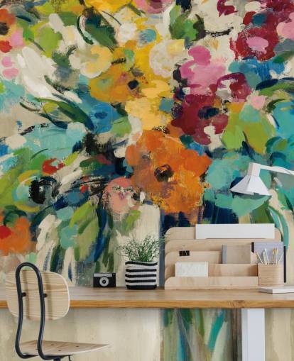 Peinture murale florale abstraite