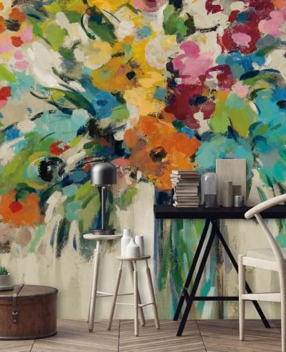 Mural floral abstrato