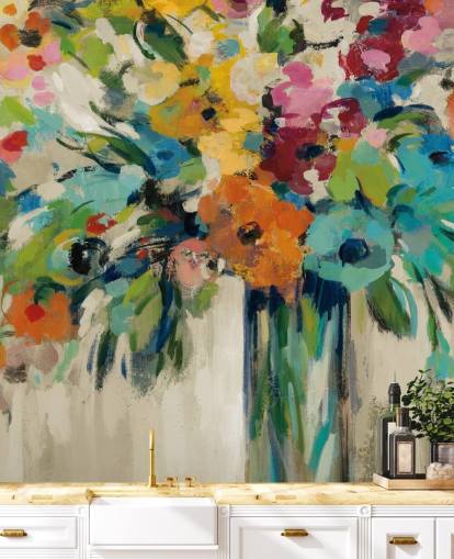 Mural floral abstrato