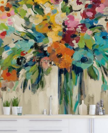 Mural floral abstrato