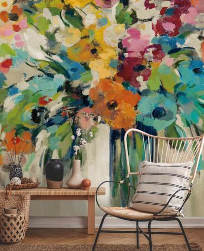 Mural floral abstracto