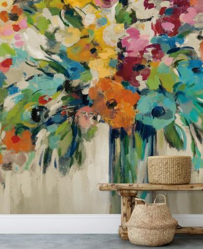 Mural floral abstracto