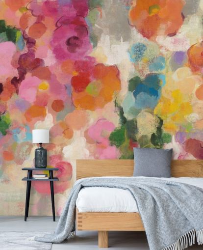 Fargerik hagemaleri med blomster