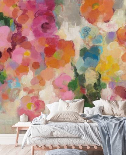 Buntes Garten-Wandbild mit Blumen Buntes Garten-Wandbild mit Blumen