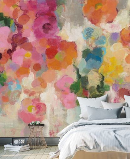 Colorful Garden mural with flowers