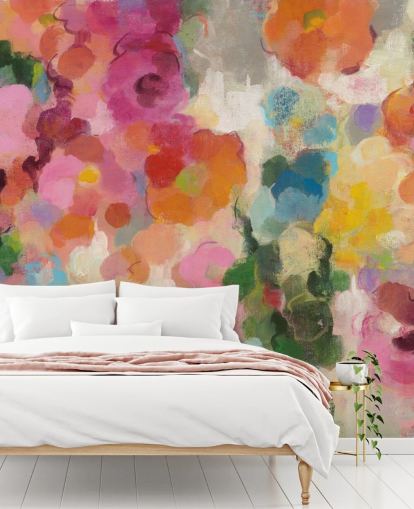 Buntes Garten-Wandbild mit Blumen