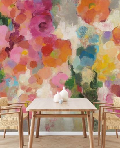 Fargerik hagemaleri med blomster