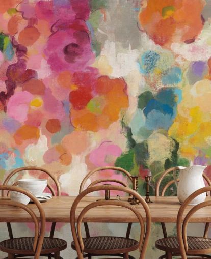 Buntes Garten-Wandbild mit Blumen