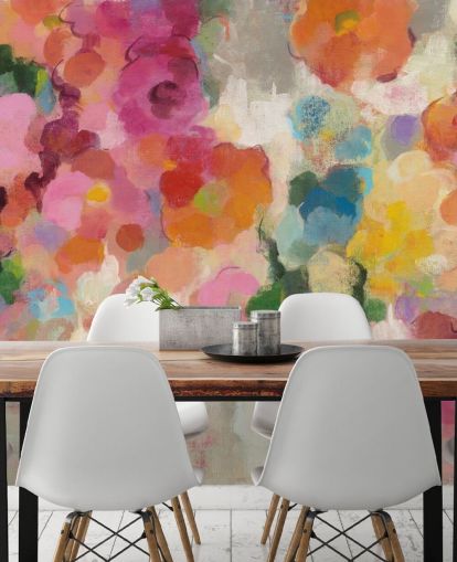 Peinture murale colorée de jardin avec des fleurs