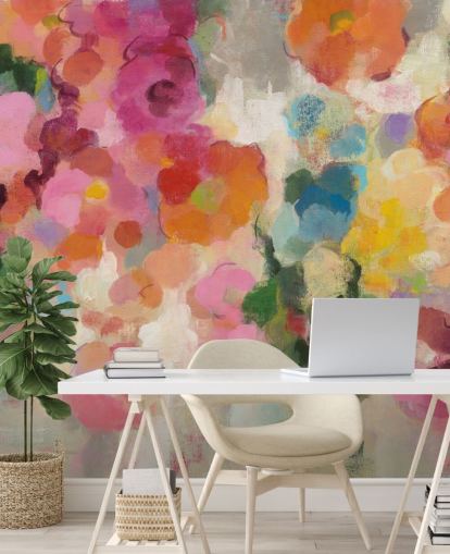 Peinture murale colorée de jardin avec des fleurs