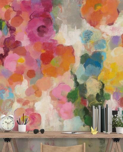 Colorido mural de jardín con flores