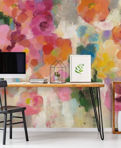 Fargerik hagemaleri med blomster