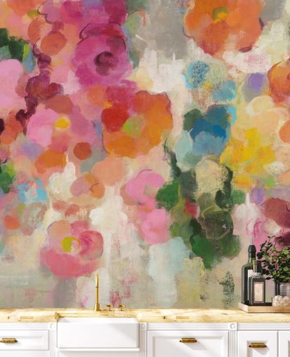 Buntes Garten-Wandbild mit Blumen