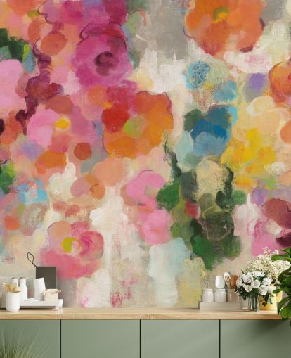 Decorazione murale da giardino colorata con fiori