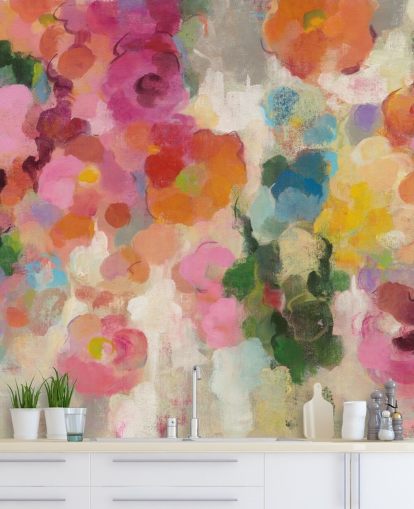 Decorazione murale da giardino colorata con fiori