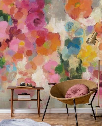 Buntes Garten-Wandbild mit Blumen Buntes Garten-Wandbild mit Blumen