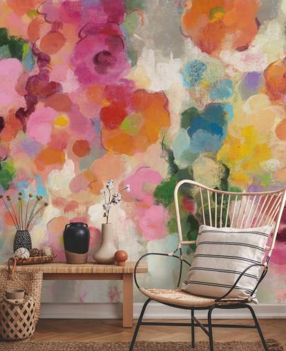 Colorful Garden mural with flowers