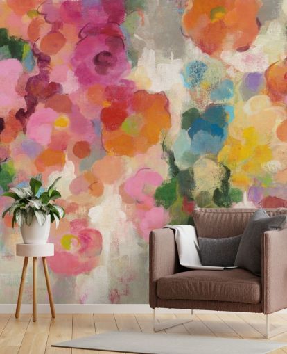 Colorful Garden mural with flowers