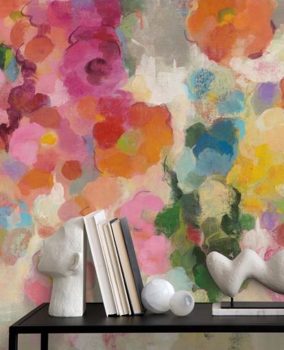 Peinture murale colorée de jardin avec des fleurs