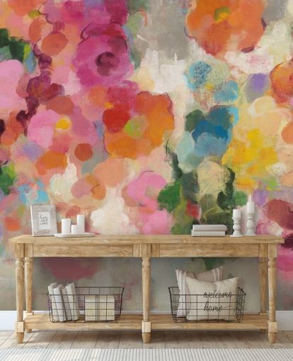 Colourful Garden mural with flowers