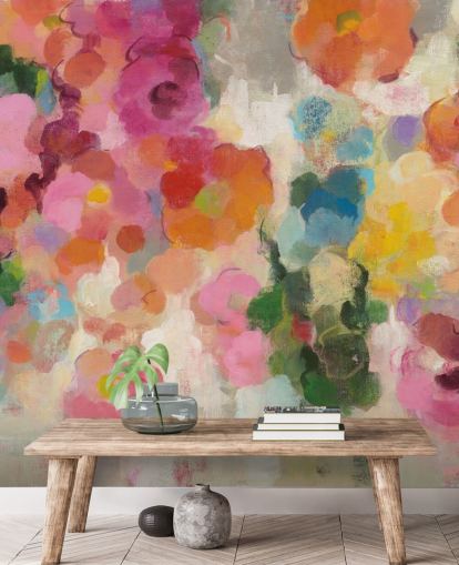 Decorazione murale da giardino colorata con fiori