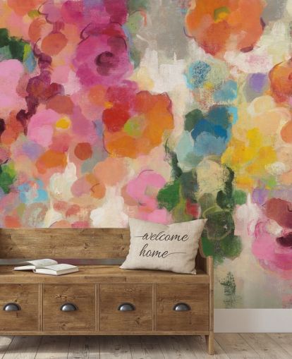 Colourful Garden mural with flowers