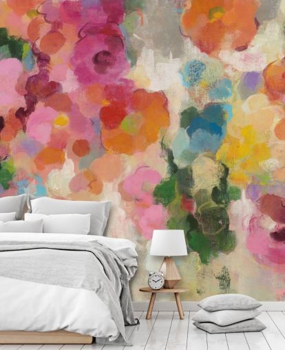 Fargerik hagemaleri med blomster