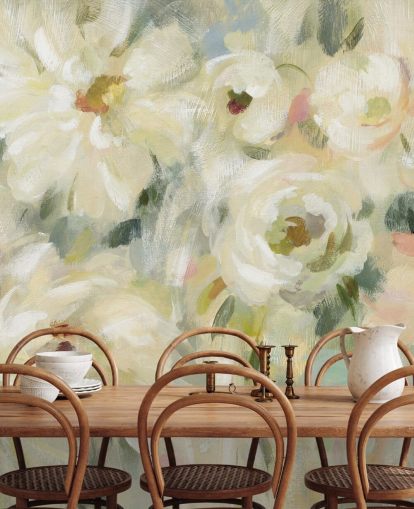 Peinture murale florale pastel