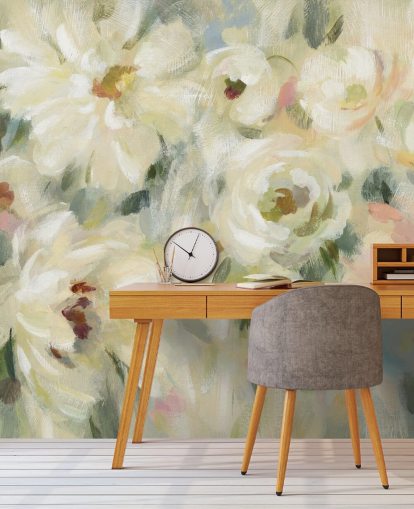 Peinture murale florale pastel