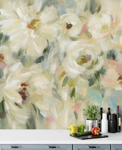 Pastell blomsterveggmaleri Pastell blomsterveggmaleri