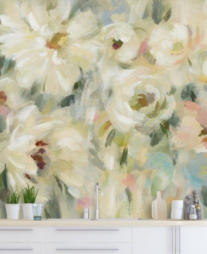 Pastell blomsterveggmaleri