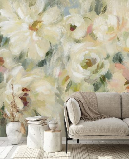 Pastel blomstervægmaleri