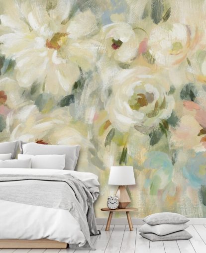 Pastell blomsterveggmaleri Pastell blomsterveggmaleri