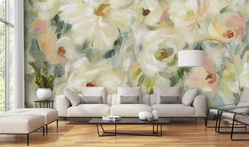 Pastellfarbenes Blumen-Wandbild