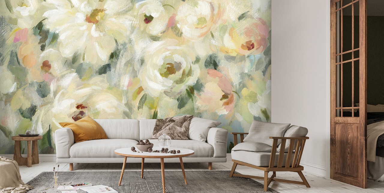 Expressive Pale Floral Mural By Silvia Vassileva Wallsauce UK expressive-pale-floral-mural-by-silvia-vassileva-wallsauce-uk