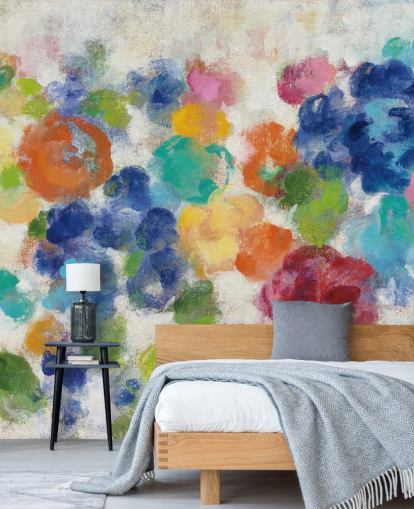 Peinture murale florale colorée