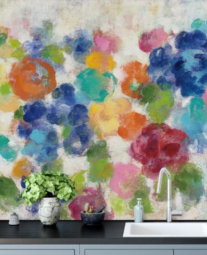 Buntes Blumen-Wandbild