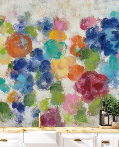 Buntes Blumen-Wandbild