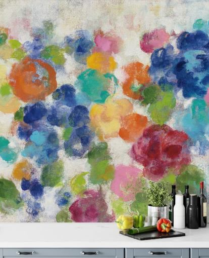 Peinture murale florale colorée
