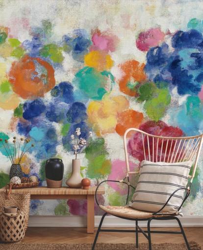 Peinture murale florale colorée Peinture murale florale colorée